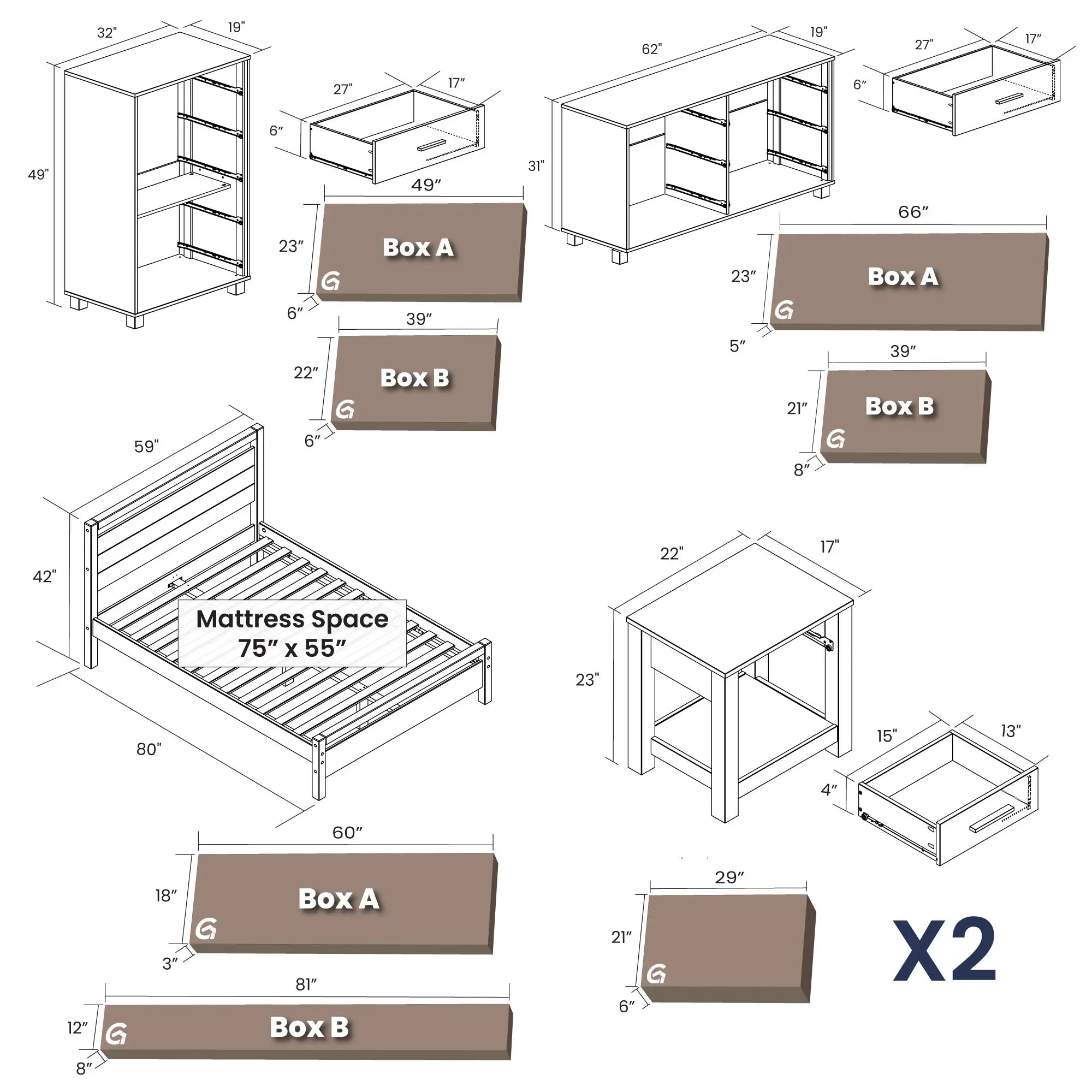 Loft Bedroom Set (5-piece)