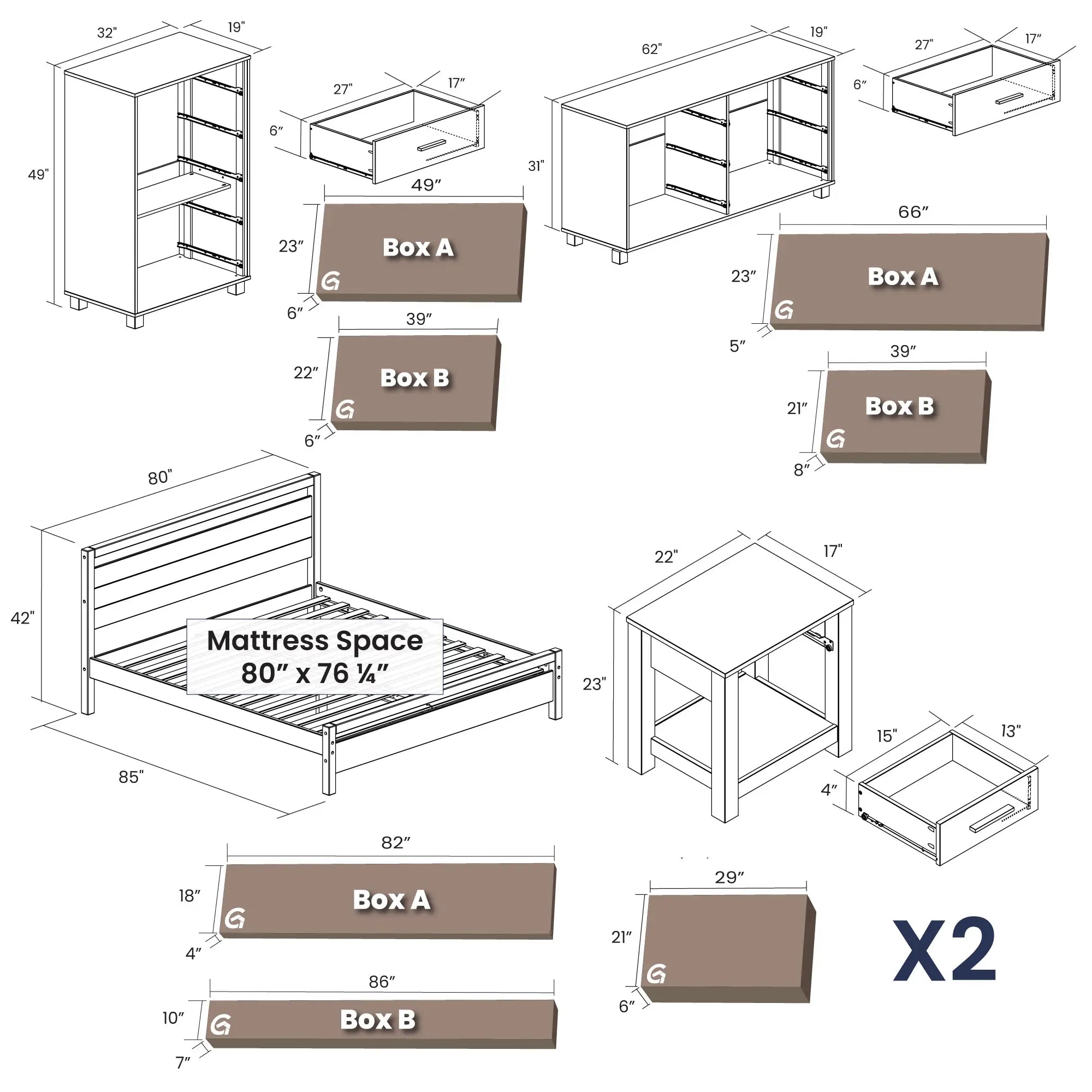 Loft Bedroom Set (5-piece)