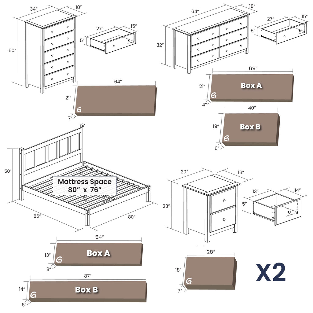 Shaker Bedroom Set (5-Piece)