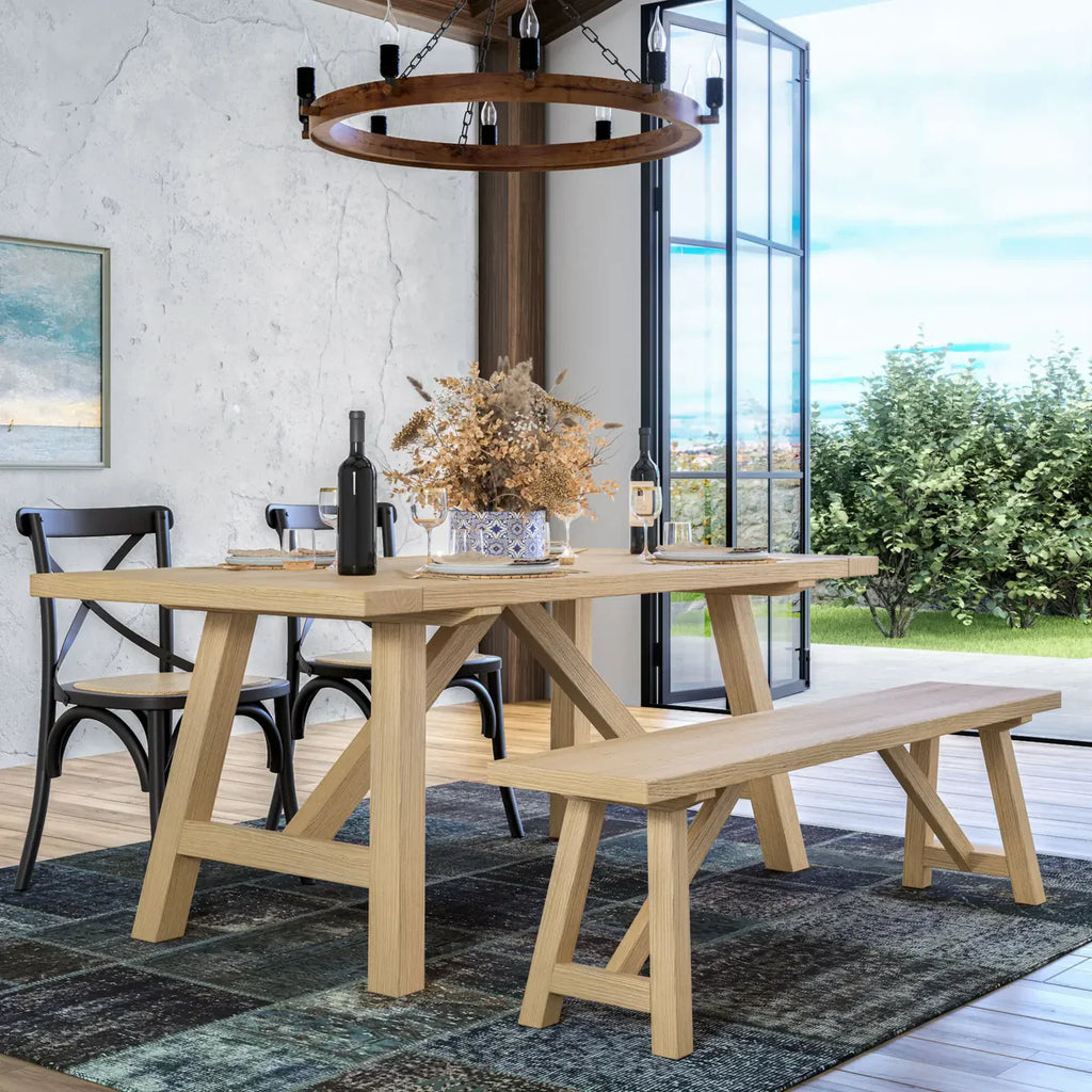 Cascais 72" Table & Bench Dining Set (3-piece)