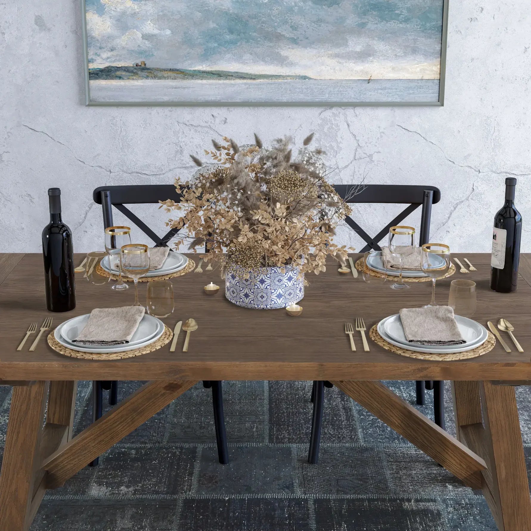 Cascais 72" Table & Bench Dining Set (3-piece)