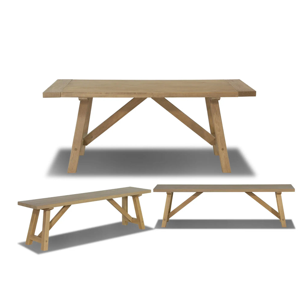 Cascais 72" Table & Bench Dining Set (3-piece)