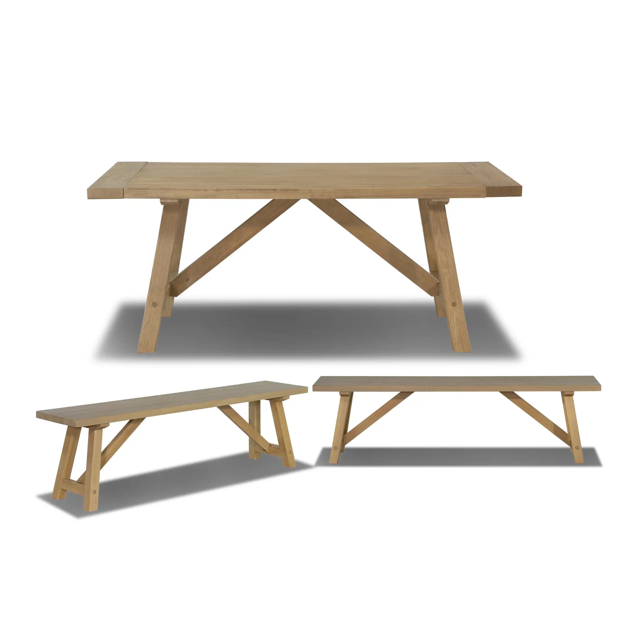 Cascais 72" Table & Bench Dining Set (3-piece)