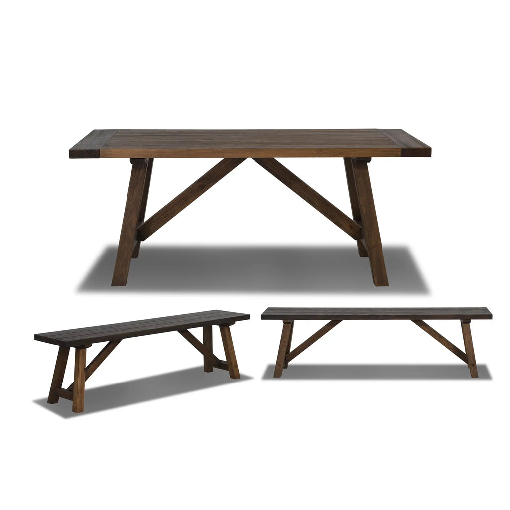 Cascais 72" Table & Bench Dining Set (3-piece)