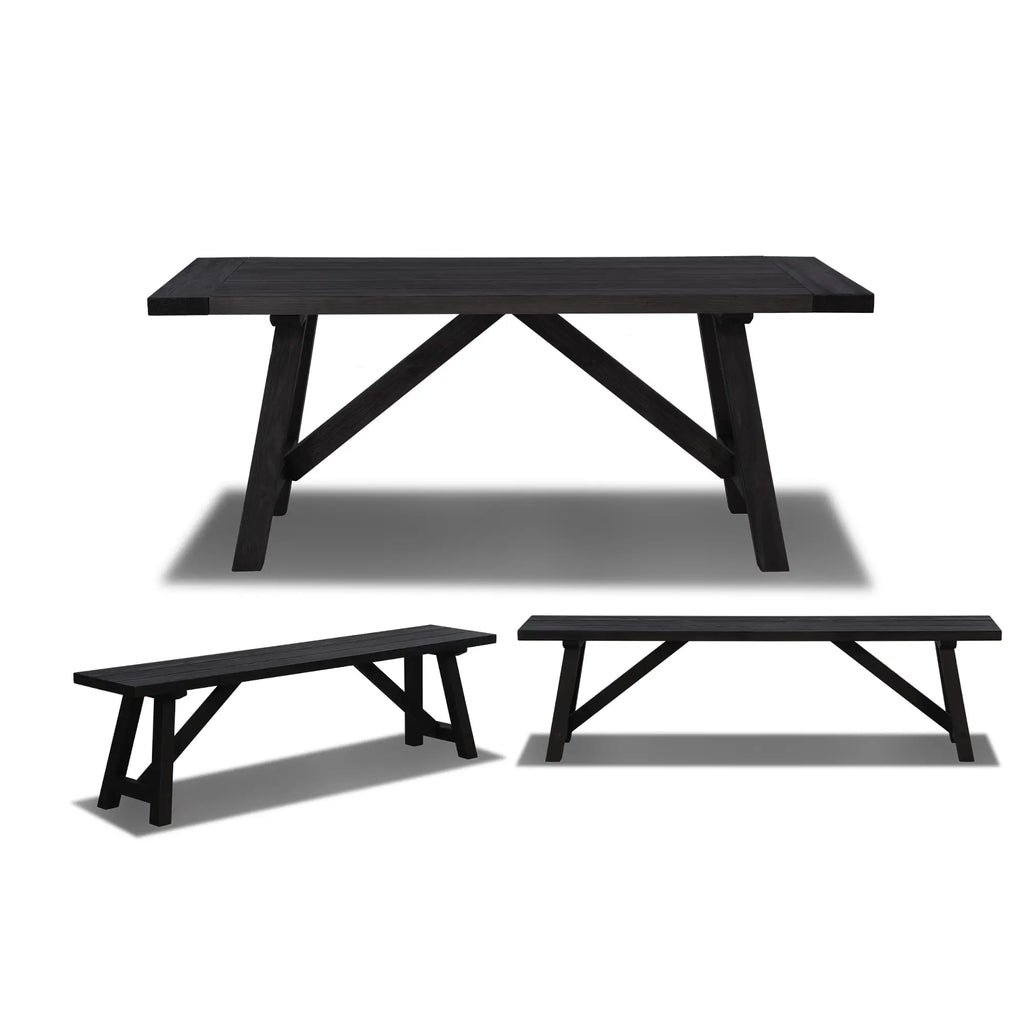 Cascais 72" Table & Bench Dining Set (3-piece)