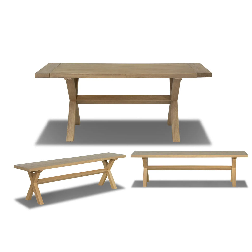 Cascais 72" Table & Bench Dining Set (3-piece)
