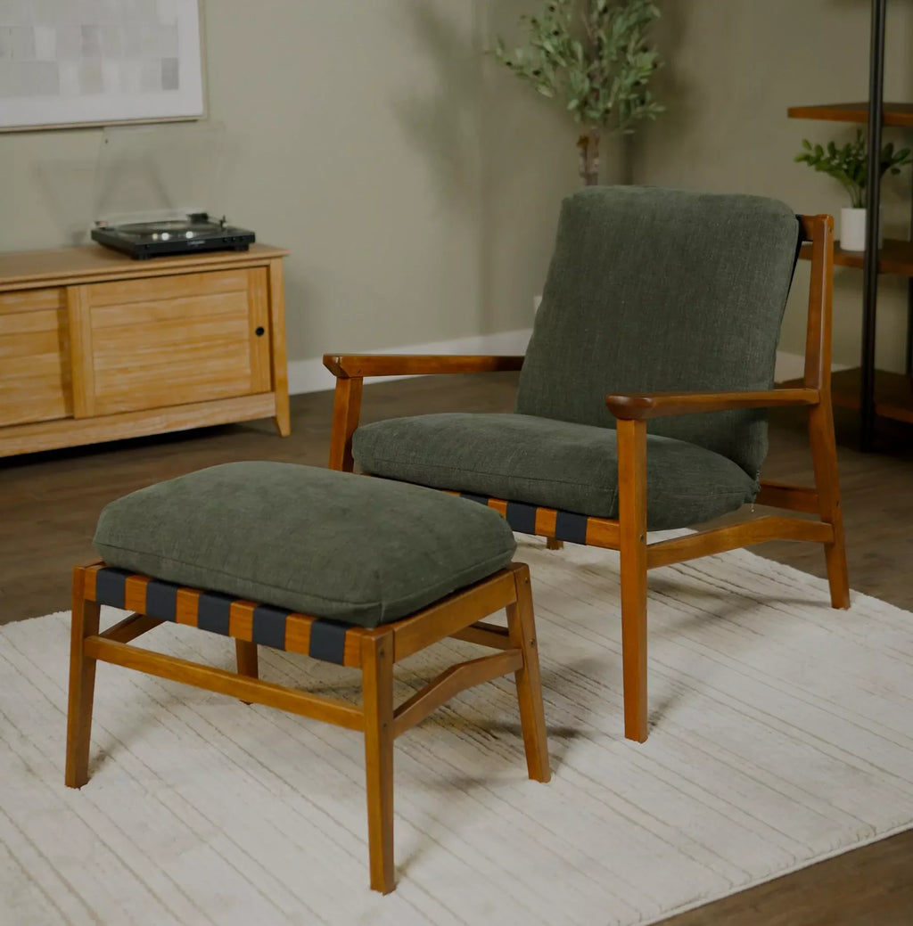 Mid Century Lounge Chair + Ottoman