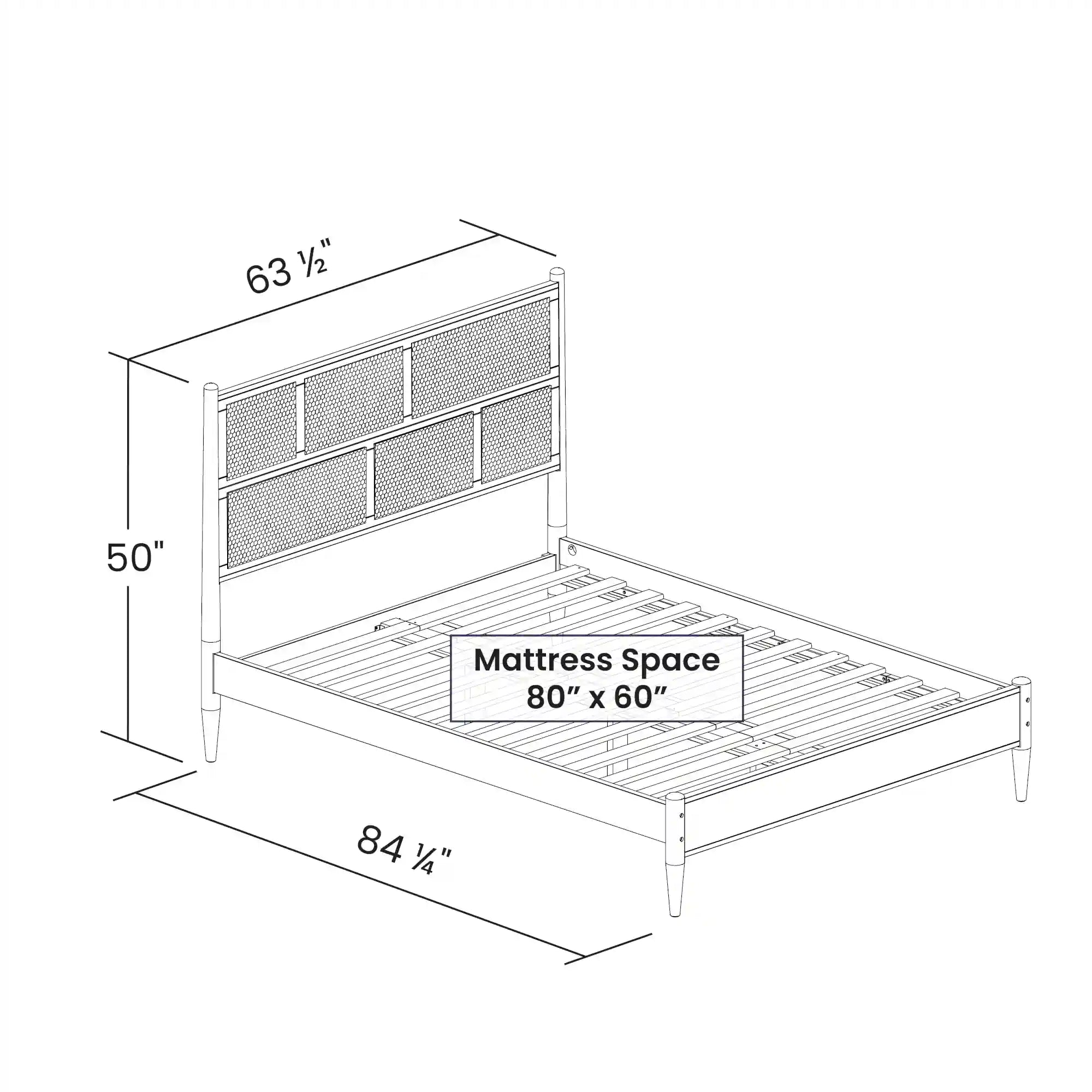 Mid Century Cane Bed