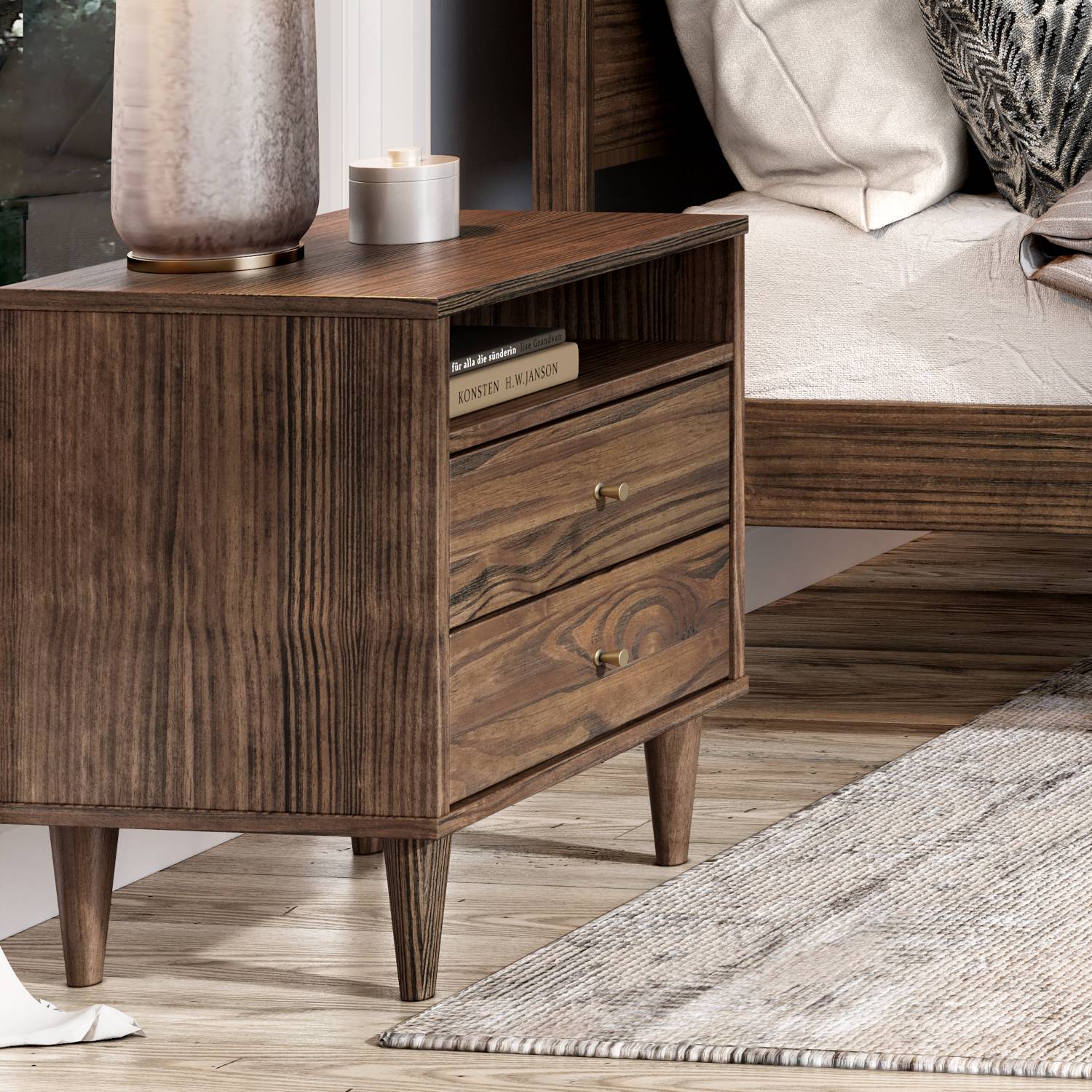 Mid Century Two-Drawer Nightstand