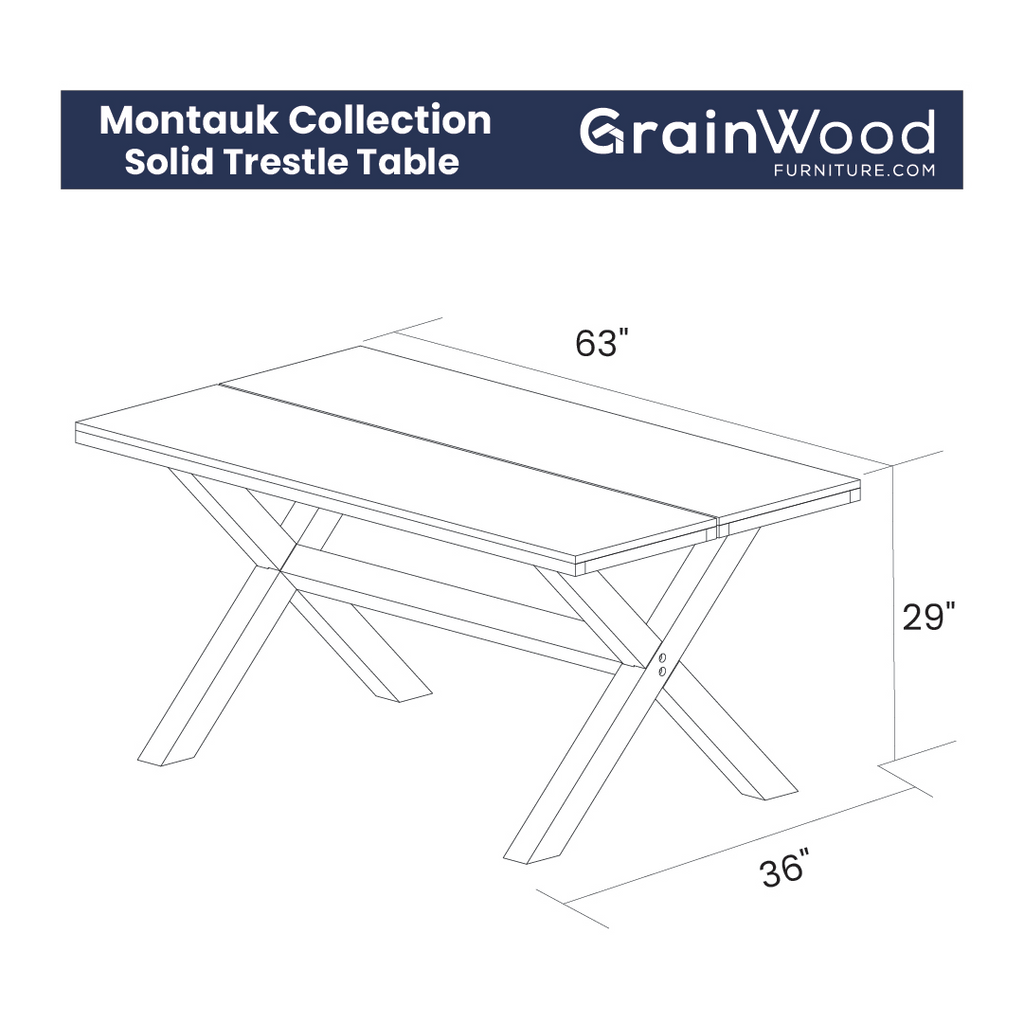 Montauk Solid Wood Trestle Table