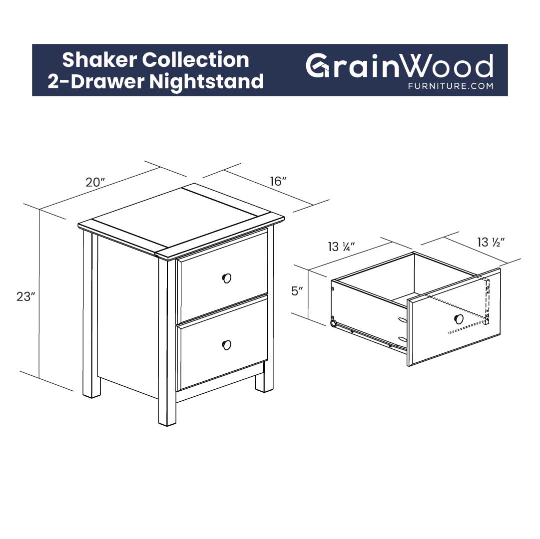 Shaker 2-Drawer Nightstand