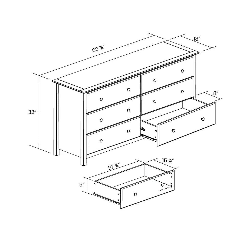 Shaker 6-Drawer Dresser